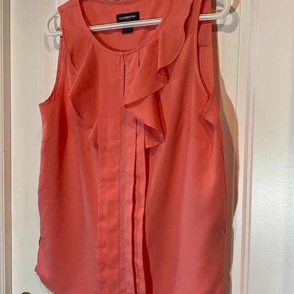 Peach Ruffled Sleeveless Blouse - Picture 2 of 2